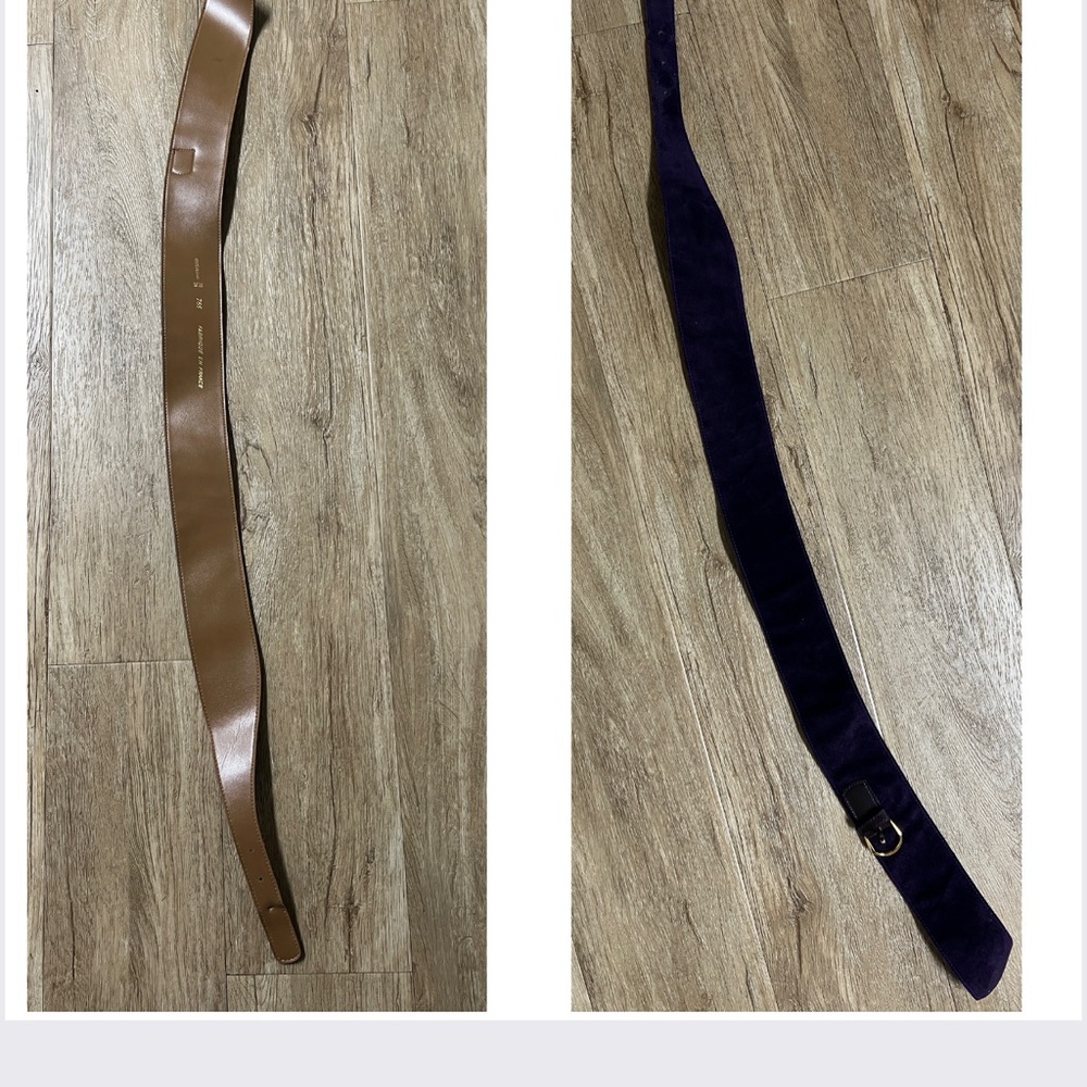 🎁 Vintage Leather Belt 1983 French | Deep Purple Suede | Asymmetrical Detail New - Picture 14 of 16